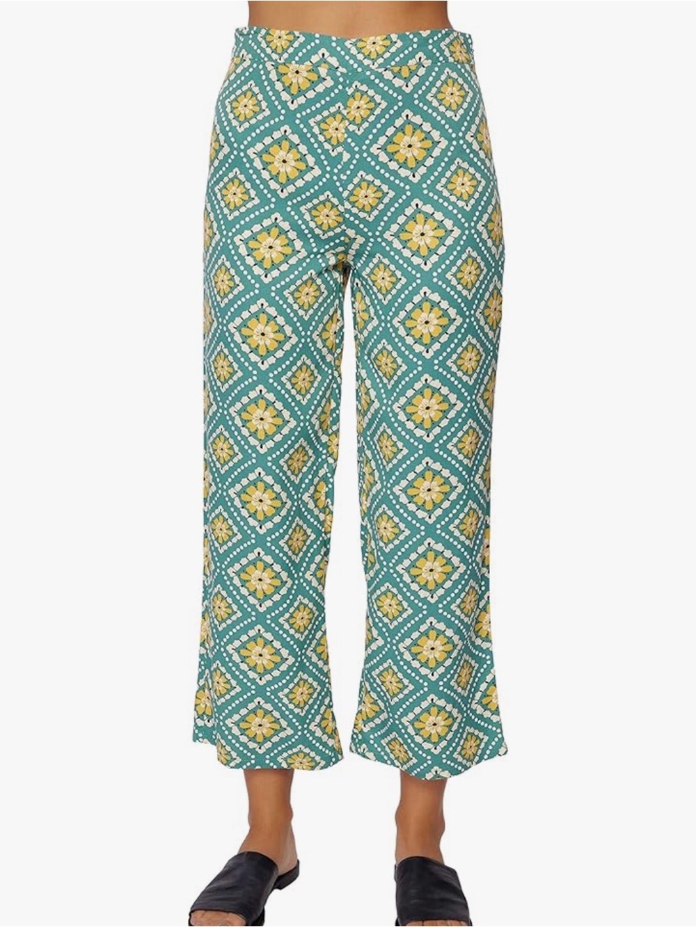 O'Neill Teal Floral Cropped Wide-Leg Pants